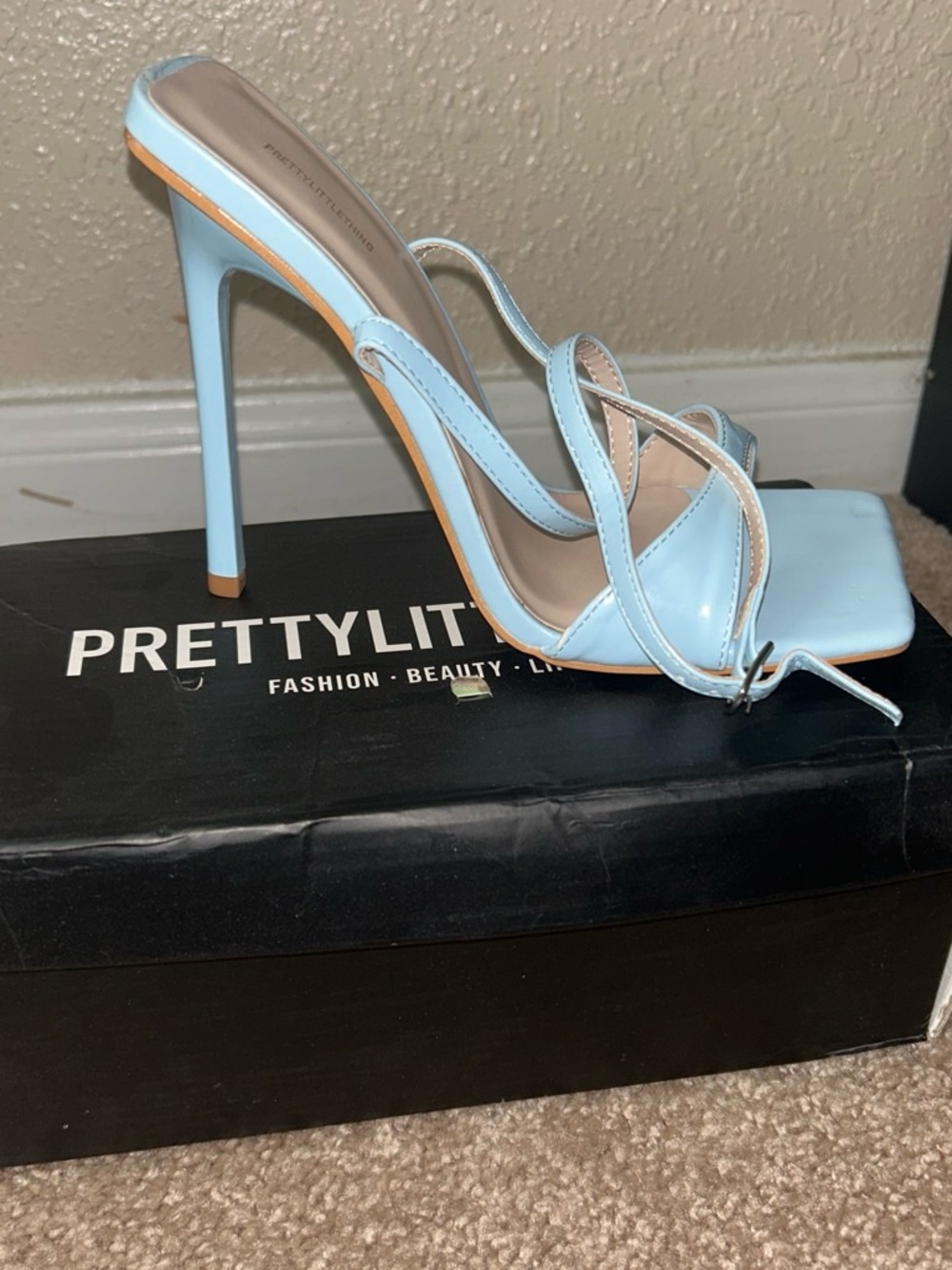PrettyLittleThing Light Blue Strappy High Heel Sandals